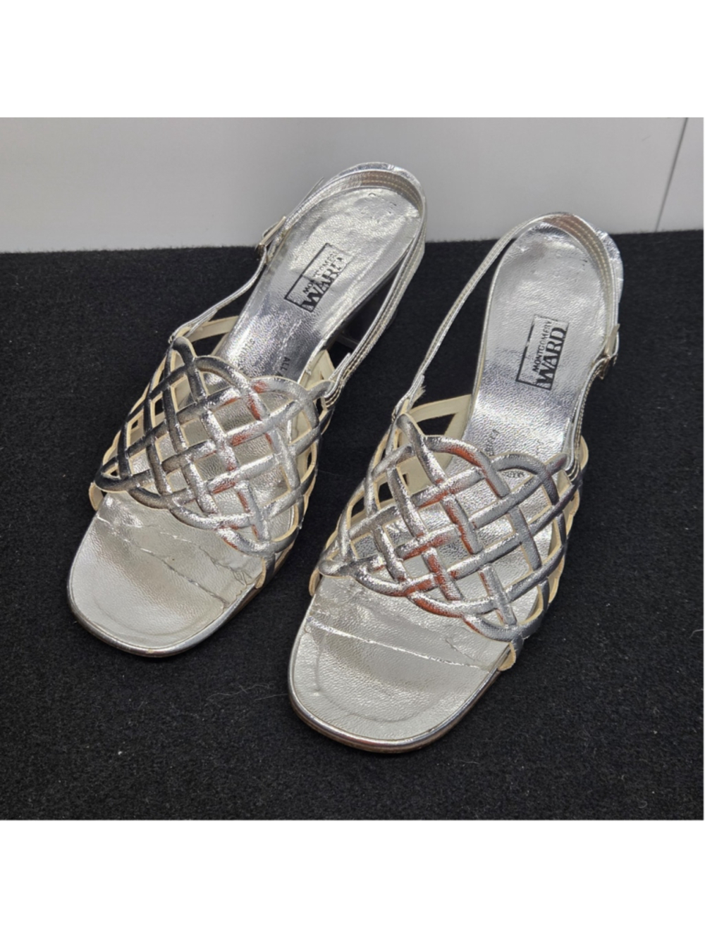 VTG Montgomery Ward Sling Back Sandals Sz 8 Y2K Party Girl 70s Disco Glam